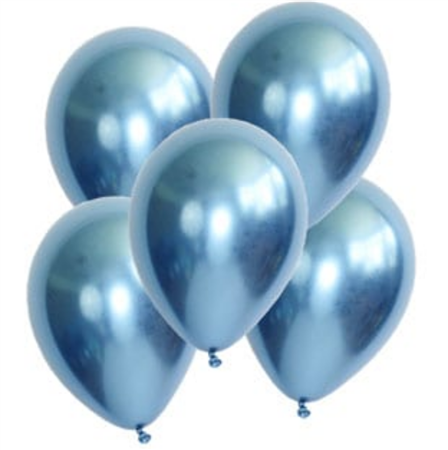 Globos lisos chrome azules 6u
